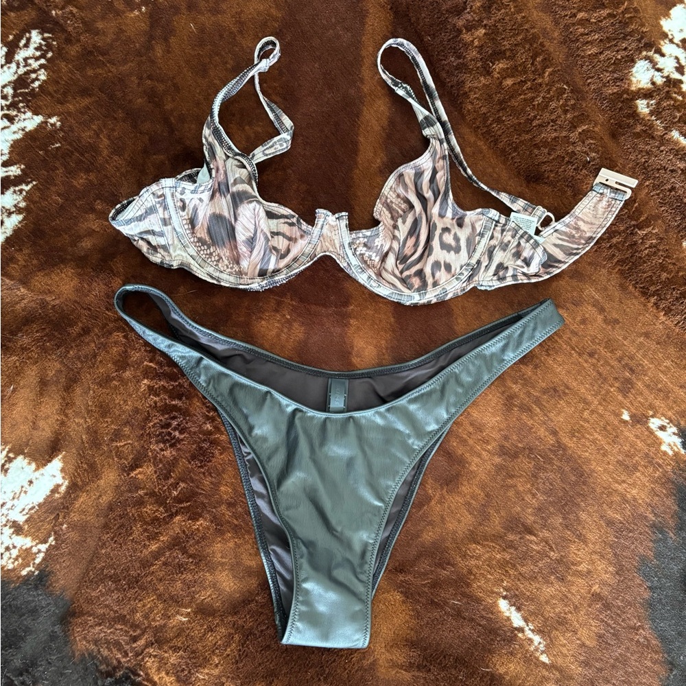 Never worn Leopard Print Bikini ASOS Top + Skims bottom